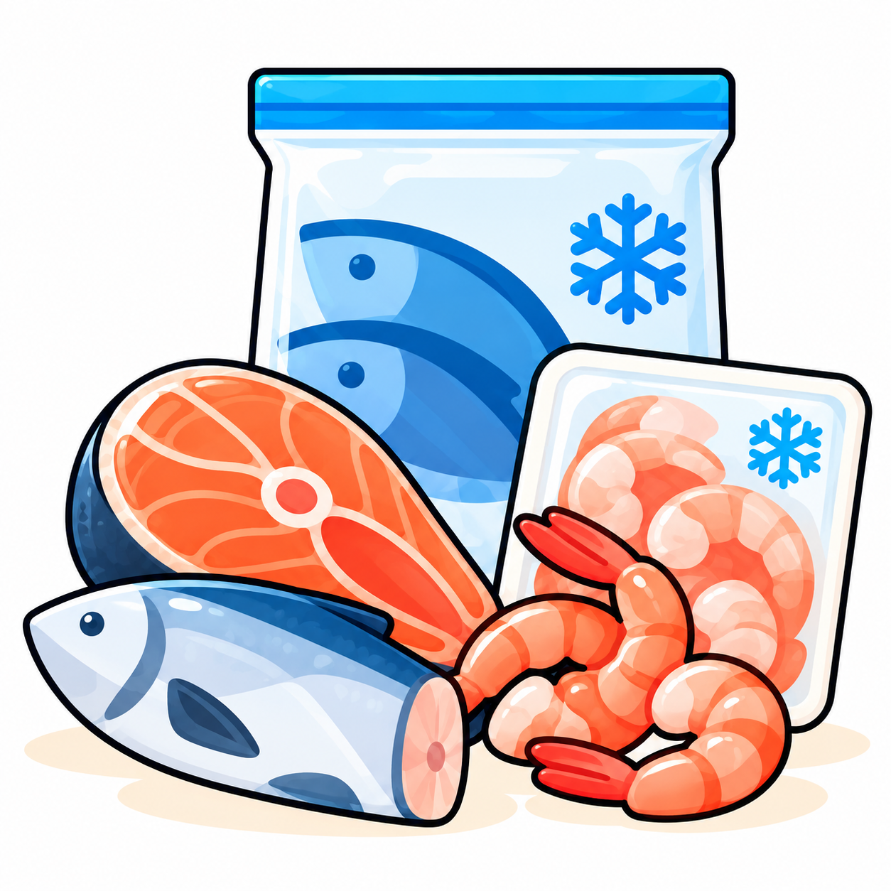 Frozen Fish and seafood category illustration