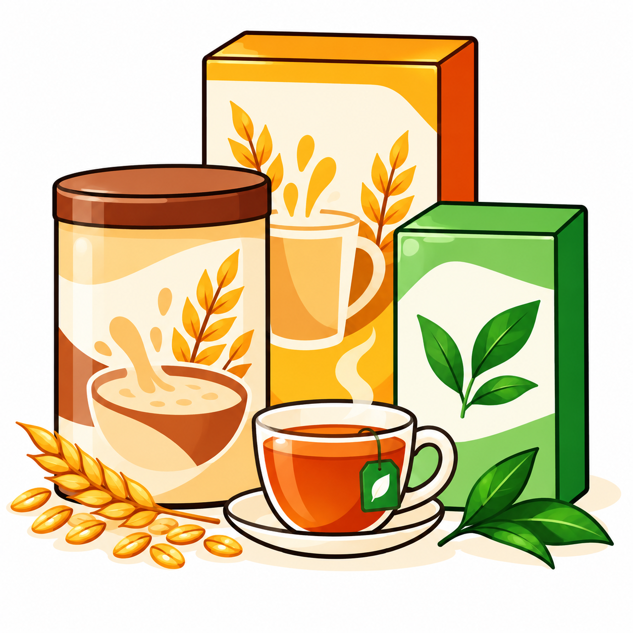 Beverages, Cereal and Tea category illustration
